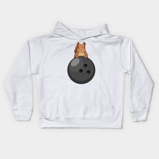 Squirrel at Bowling with Bowling ball Kids Hoodie